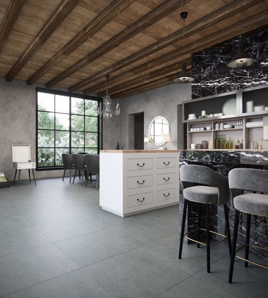 Ceramic tiles Siena (concrete imitation) indoor realisation