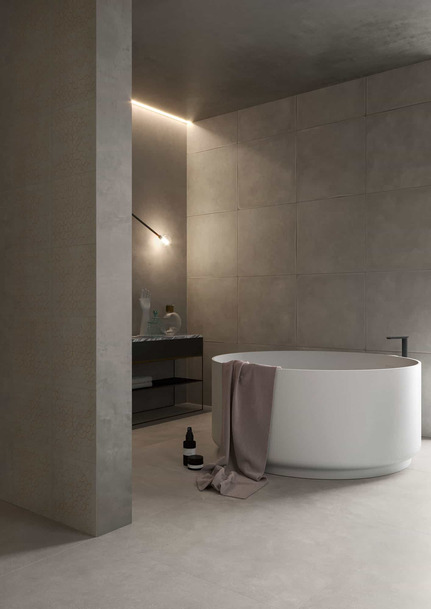 Ceramic tiles Siena (concrete imitation) indoor realisation